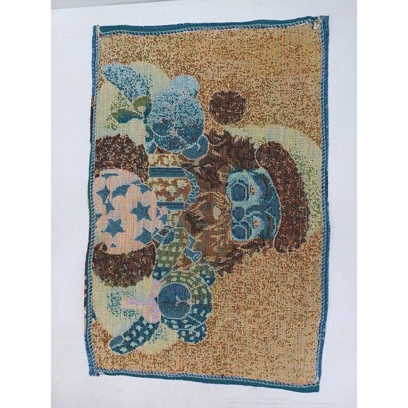 Vtg Christmas Santa Claus Teddy Bear Woven Tapestry Placemats Set of 4 - Picture 9 of 10